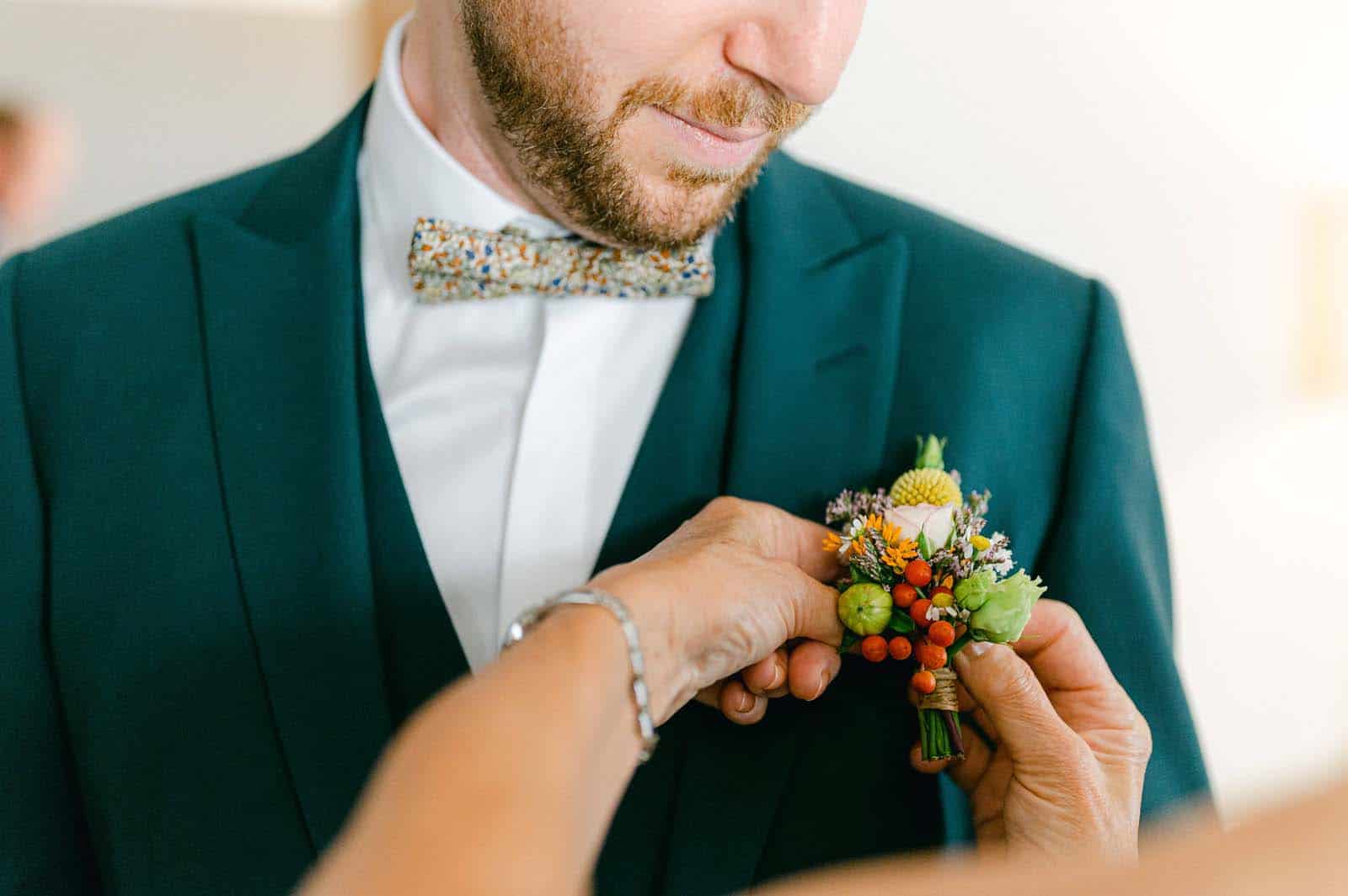 Boutonnière marié, fleur champêtre 
